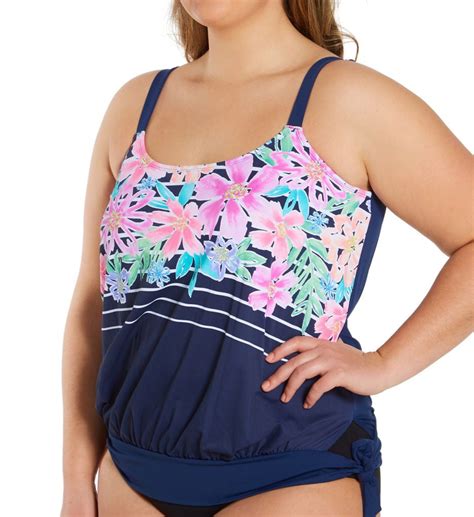 Womens Beach House Woman Hw55012 Between The Lines Sarah Side Tie Tankini Swim Top Admiral 22w