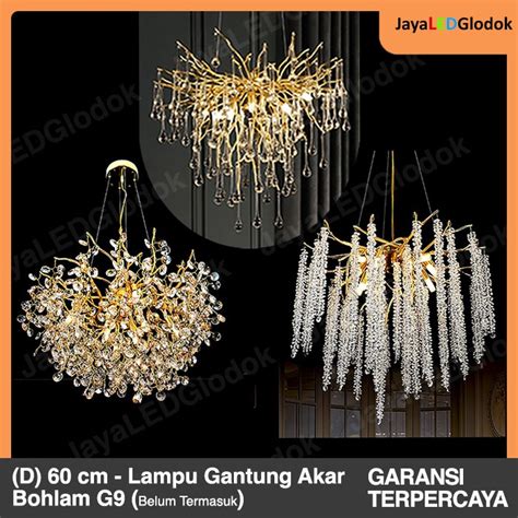 Jual Lampu Gantung Minimalis Ruang Makan Akar Emas Kristal Cm