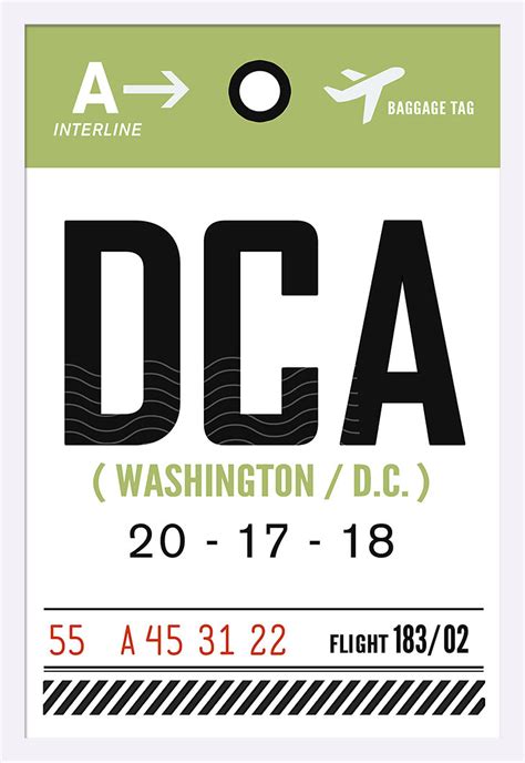 Washington DC - DCA - Luggage Tag - Lantern Press Artwork (24x36 Giclee