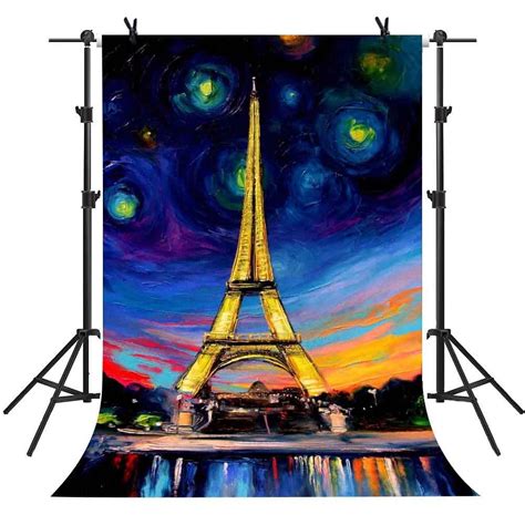 Mohome X Ft Eiffel Tower Backdrop Abstraction Style Night Background