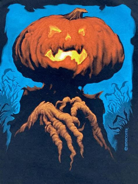 Evil Pumpkin Halloween T Shirt Wes Benscoter Artist Heavy Metal