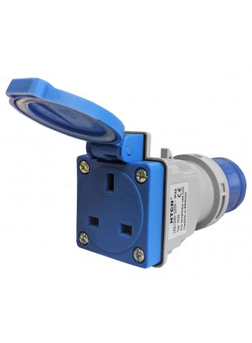 240v 16A Industrial Plug Domestic Converter Adaptor Blue IP2S