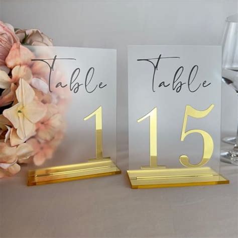 Table Numbers Mirrored Gold Table Numbers And Base Frosted