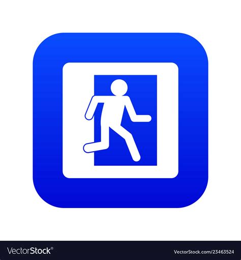 Fire exit sign icon digital blue Royalty Free Vector Image