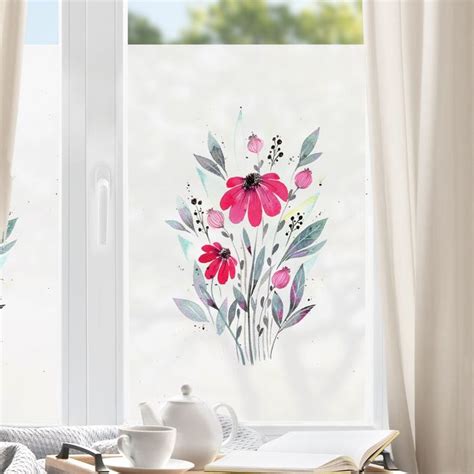 Fensterfolie Sichtschutz Esther Meinl Pink Aquarell Gerbera