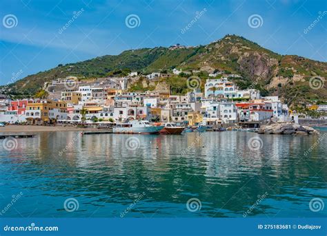 Ischia Italy May Boats Mooring At Sant Angelo Town A