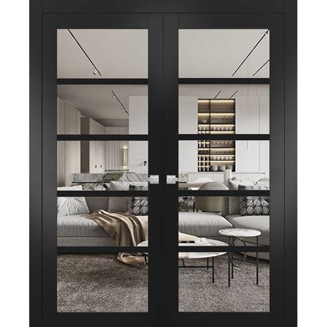 Sarto Quadro Solid Wood French Double Doors X In Matte Black