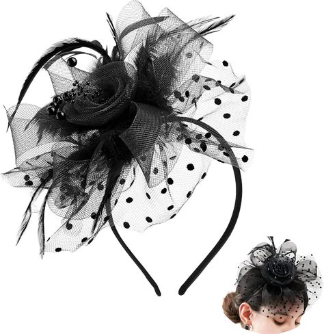 Cezkfh Damen Fascinators Hut Fascinator Damen Feder Mesh Tea Party