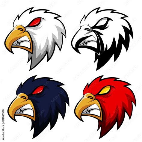 Angry eagle head in different colors. Vector Illustration Stock Vector ...