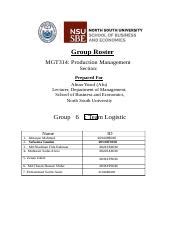 Group 6 Logistics 2 Docx Group Roster MGT314 Production Management