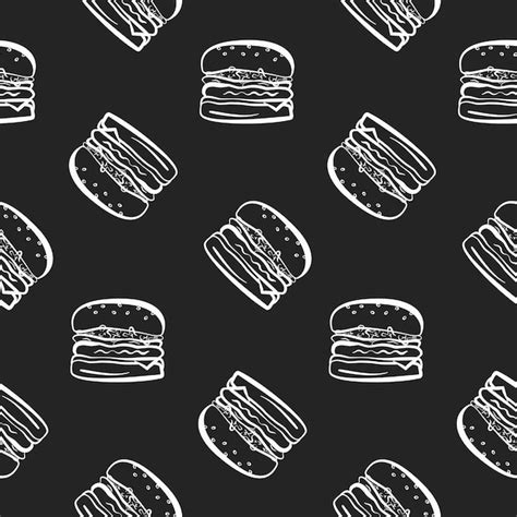 Patr N De Comida R Pida Con Hamburguesas Sobre Fondo Negro Vector Premium