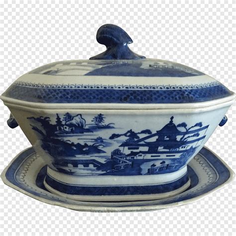 Keramik Tembikar Tureen Biru Dan Putih Cobalt Biru Biru Dan Putih