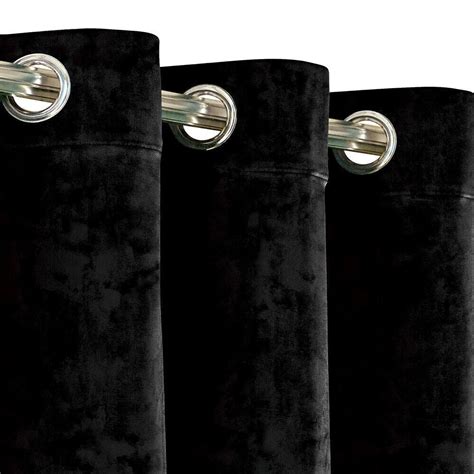 2 Piece Luxury Plain Velvet Curtain-Black