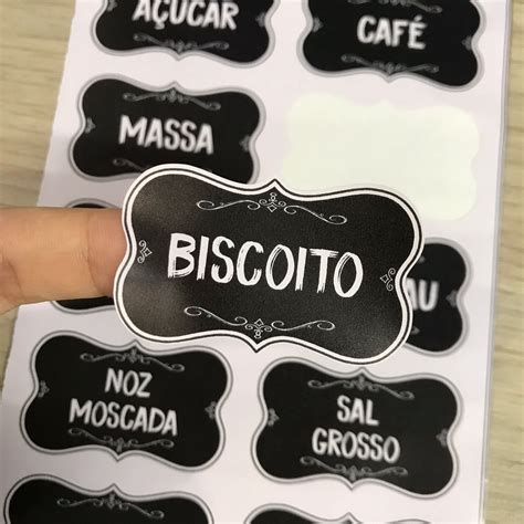 50 Etiquetas Para Temperos Mantimentos Adesivos Pretos 5x3cm Shopee