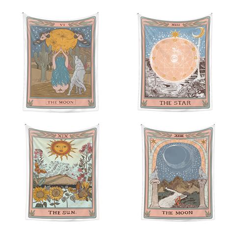 Sun Moon Star Tarot Tapestry Flower Tapestries Bohemian Tarot Etsy