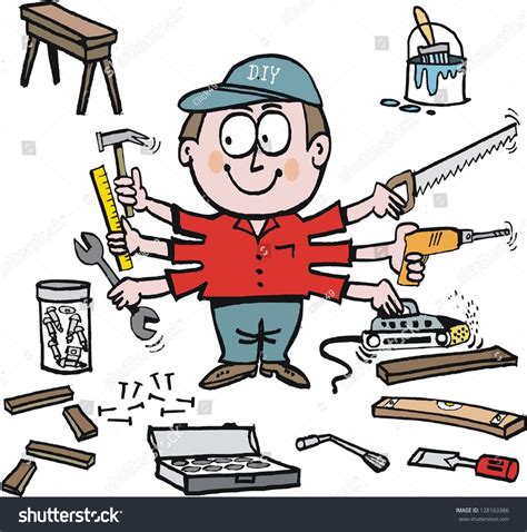 Vector Cartoon Home Handyman Workshop Tools Stock Vector (Royalty Free ...