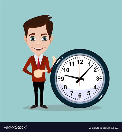 Smiling cartoon businessman with clock Royalty Free Vector