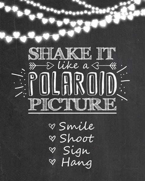 Polaroid Sign Photo Booth Wedding Sign Shake It Like A Polaroid Picture