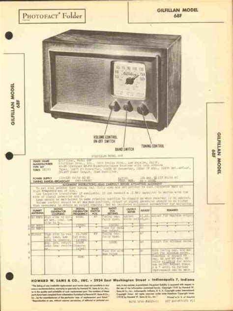 Gilfillan Model F Tube Am Fm Radio Receiver Sams Photofact Manual