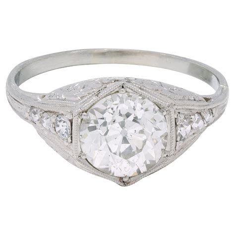 Art Deco 153 Ctw Diamond Platinum Hexagonal Vintage Engagement Ring