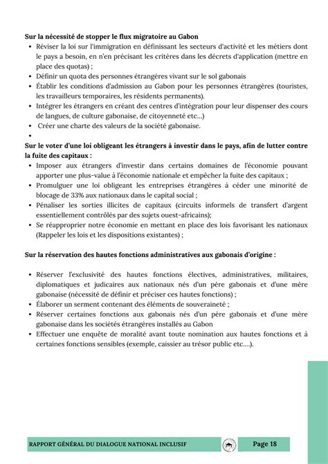 RAPPORT GÉNÉRAL DU DIALOGUE NATIONAL INCLUSIF au Gabon PDF