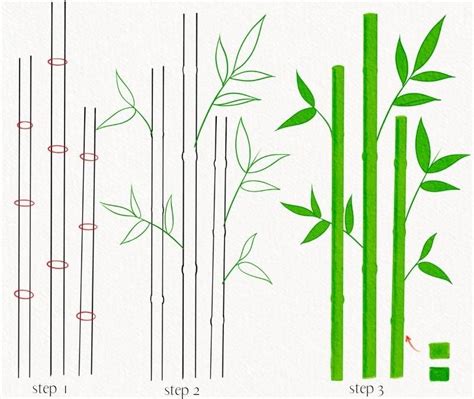 Bamboo Drawing Bamboo Tree Card Making Botanical Paper Crafts