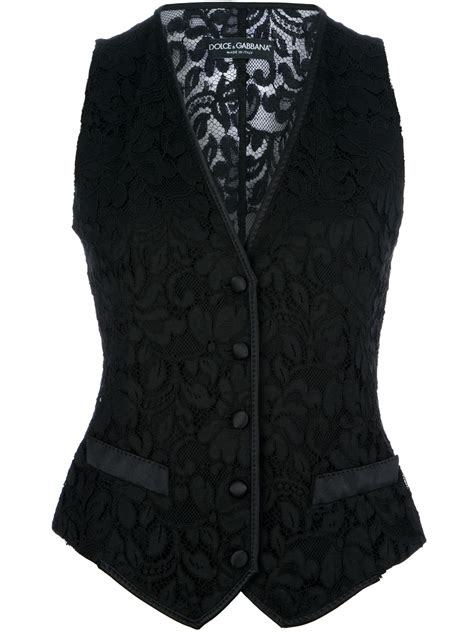 Dolce And Gabbana Floral Lace Waistcoat In Black Floral Lyst