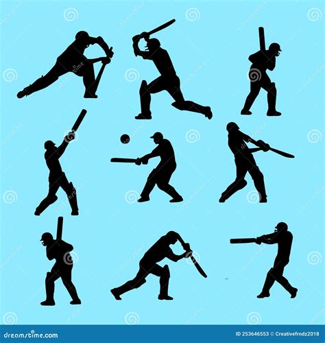 Cricket World Cup Cricket Icons Set Stock Vector Illustration Of