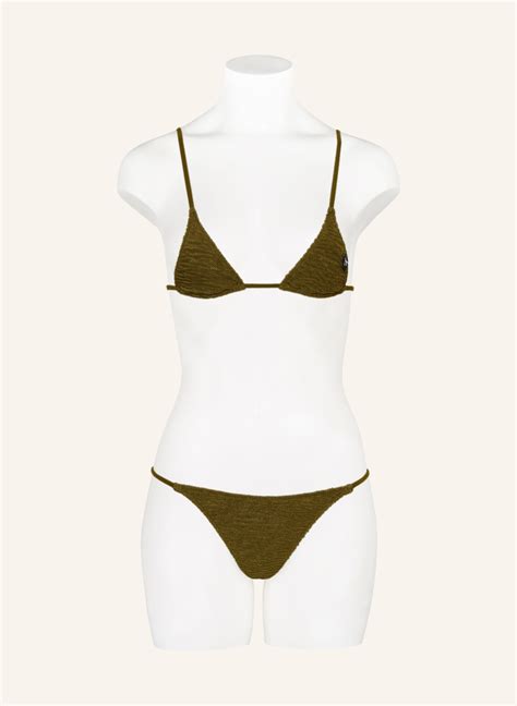 Calvin Klein Triangel Bikini Top Ck Texture In Khaki