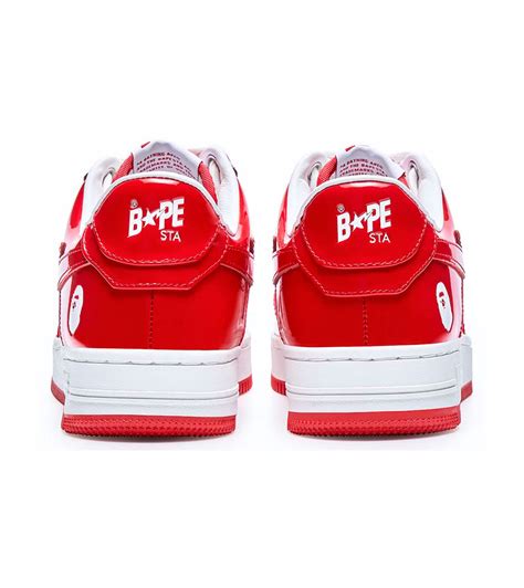 A Bathing Ape Bape Sta Patent Leather White Red Bape Sta 09022312