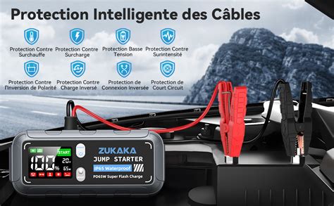 ZUKAKA 6000A Booster Batterie 26800mAh Démarreur de Voiture 12V Tout