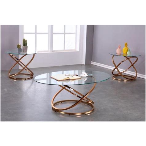 3 Piece Coffee Table Set Rose Gold Paramountfurniture