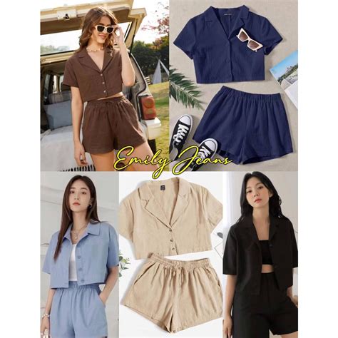 EMILY Polo Terno Coordinates Short With Pocket TRENDY 10616 Shopee