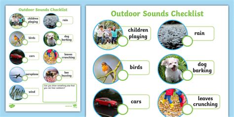 Outdoor Sounds Checklist Professor Feito Twinkl