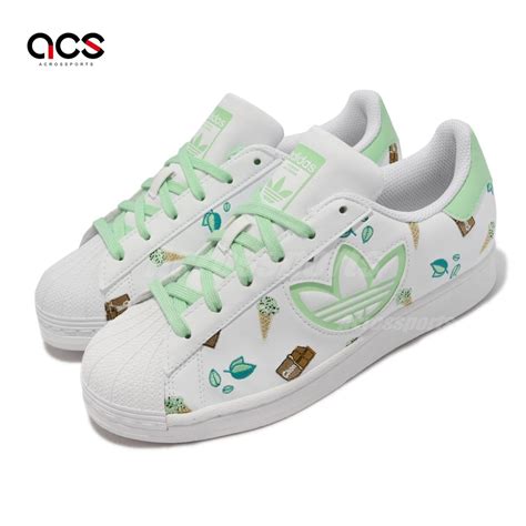 Adidas 休閒鞋 Superstar W 女鞋 白 綠 刺繡 夏日 甜點 愛迪達 三葉草 Logo H05668 休閒鞋