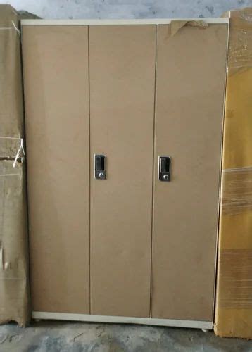 With Locker Door Cream Plain Stainless Steel Almirah Shelves