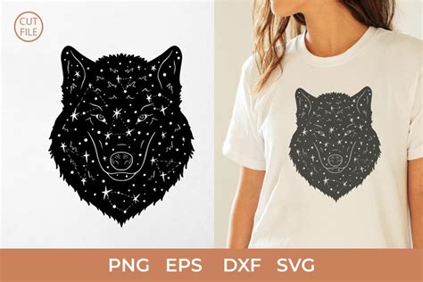 Celestial Wolf Svg Boho Wolf Head Silhouette Svg Wolf Png