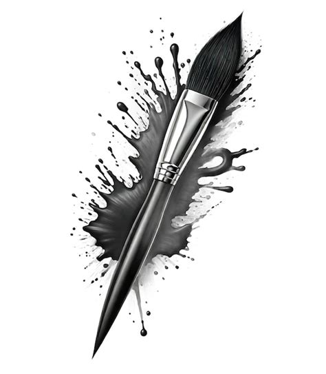 Premium PSD | Brush tattoo design with black paint