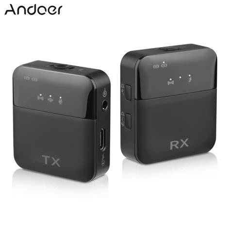 Andoer 2 4G Mini Wireless Microphone System With Transmitter Receiver