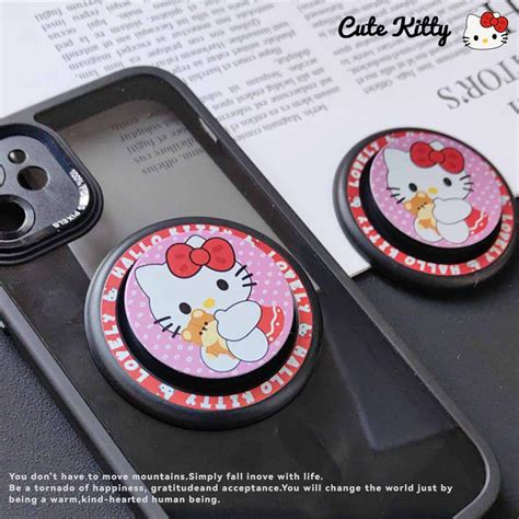 Cute KT Cat Cartoon Magnetic Attraction Phone Holder For Naked Mobile