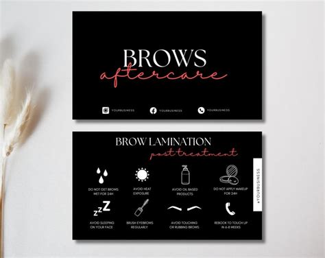 Editable Brow Lamination Aftercare Card Brow Aftercare Instructions