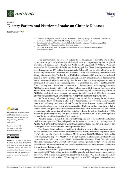 Pdf Dietary Pattern And Nutrients Intake On Chronic Diseases