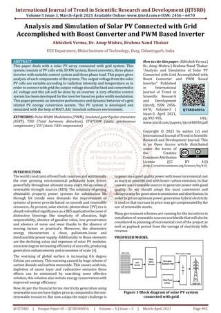 Analysis And Simulation Of Solar Pv Connected With Grid Accomplished