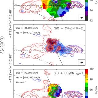 Top Panel Overlay Of The Line Velocity Moment Map Of Ch Cn K