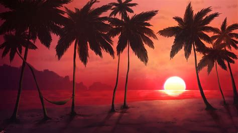 600x900 Sunset, tropical beach, palm trees wallpaper | Sunset wallpaper ...