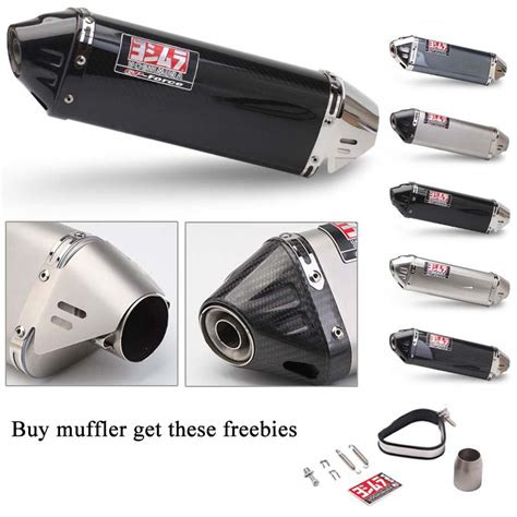 Universal 38 51mm Inlet Moto Exhaust Muffler Pipe Tailpipe Carbon Fiber Yoshimura Mufflers Ekzos