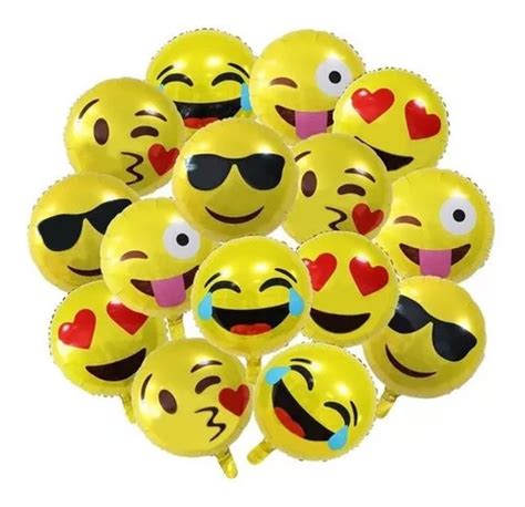 Comprar 10 Globos Metalizados Emoticones Emoji 45 Diametro Ssoporte