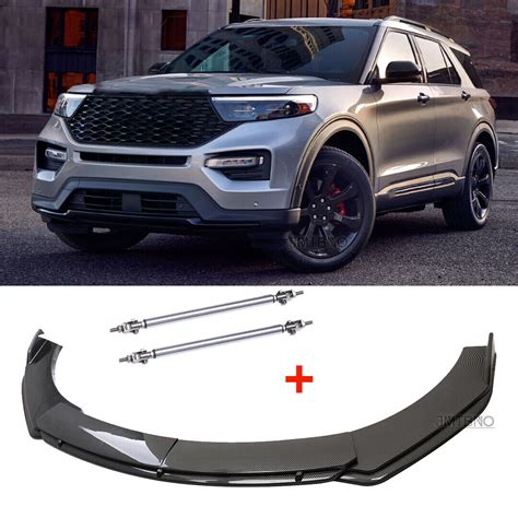 For Ford Explorer St Front Bumper Lip Spoiler Splitter Carbon Fiber Strut Rods Ebay