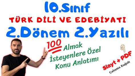 10 Sınıf Edebiyat 2 Dönem 2 Yazılı Sınava Hazırlık PDF 10 Edebiyat 2