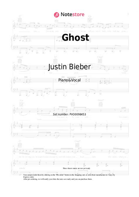 Ghost Piano Sheet Music And Voice Justin Bieber In Note Pianoandvocal Sku Pvo0098453